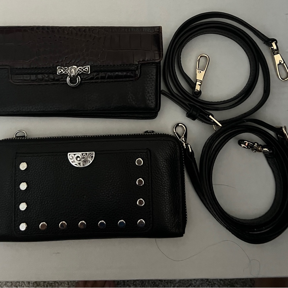 Black Leather Wallet and Crossbody Set